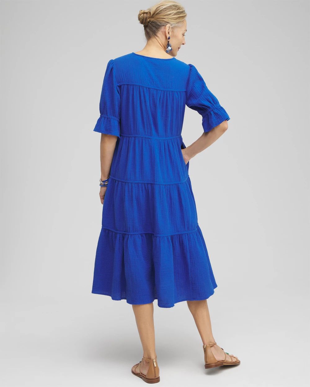 Gauze Tiered Midi Dress