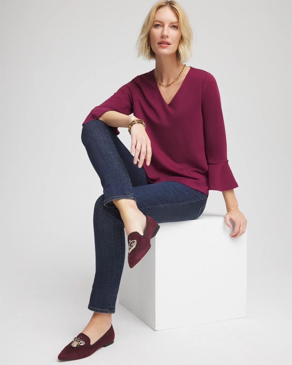 Ponte V-Neck Tee click to view larger image.