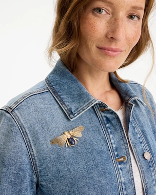 Sodalite Stone Pearl Bee Brooch click to view larger image.