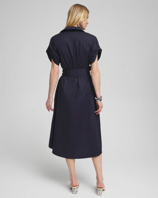 Poplin Tie Waist Shirt Dress click to view larger image.