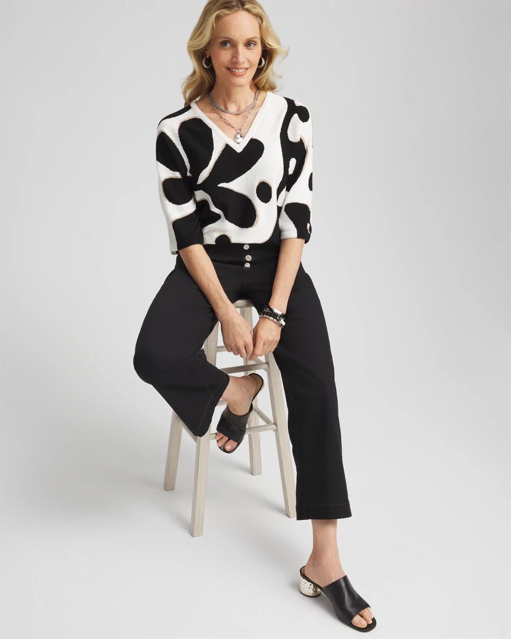 Woodblock Intarsia Pullover Sweater