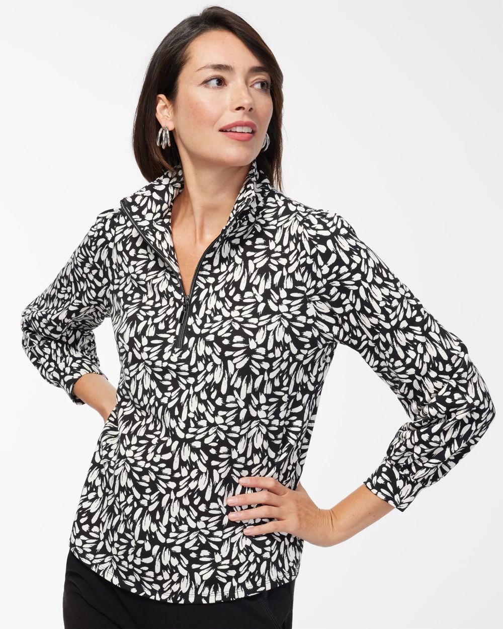 Zenergy French Terry Print Half Zip Pullover