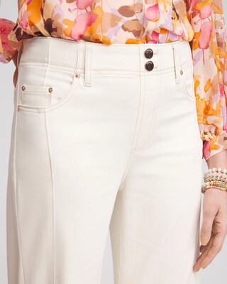 Pull-On Wide-Leg Cropped Jeans click to view larger image.