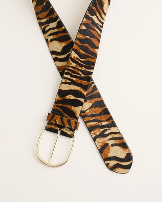 Tiger-Print Haircalf Belt
