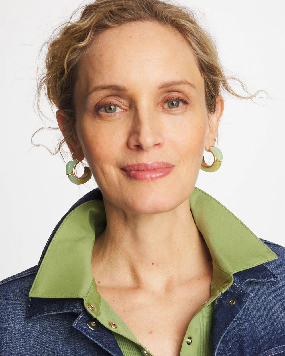 Aqua Tone Hoop Earrings click to view larger image.