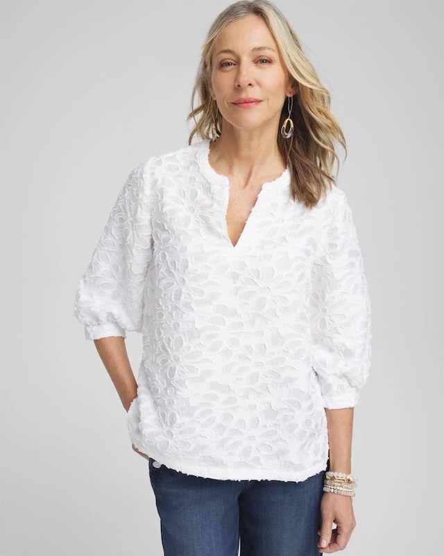 Jacquard Peasant Top - image 1