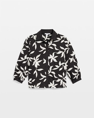 Embroidered Cropped Collared Shirt click to view larger image.