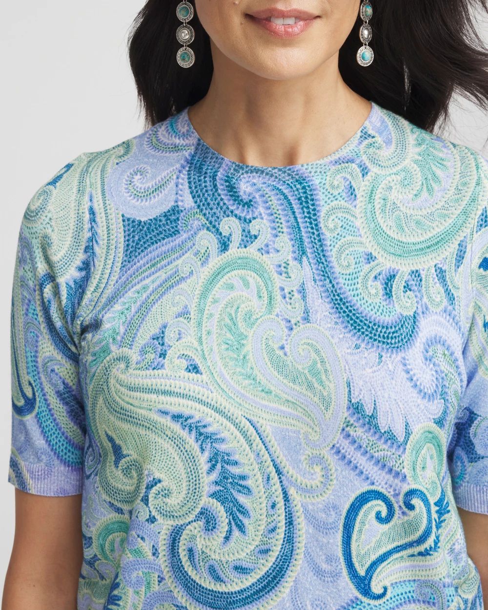 Paisley Crewneck Pullover Sweater