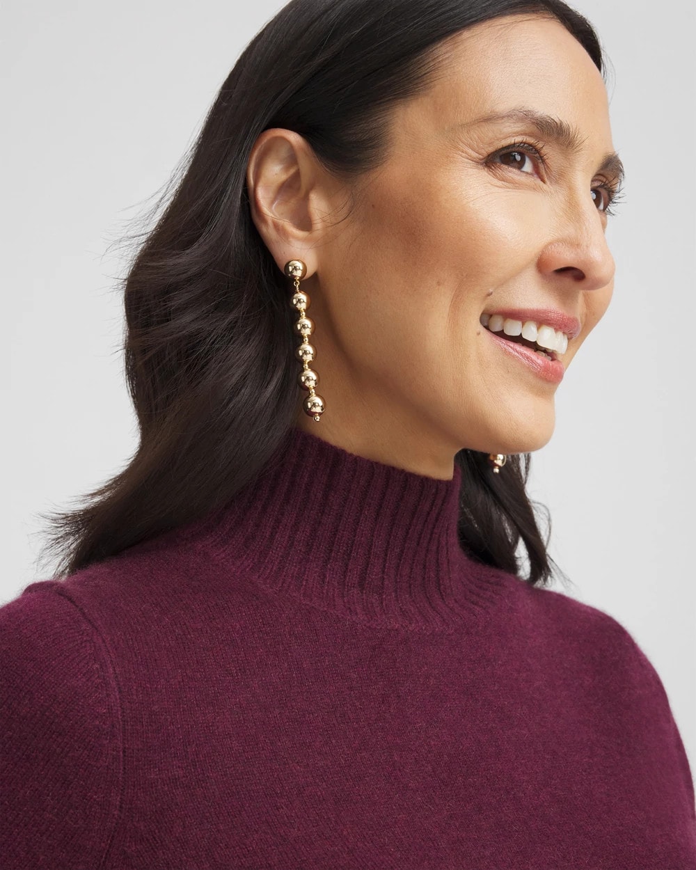 Cashmere Elbow Sleeve Mock Neck Sweater