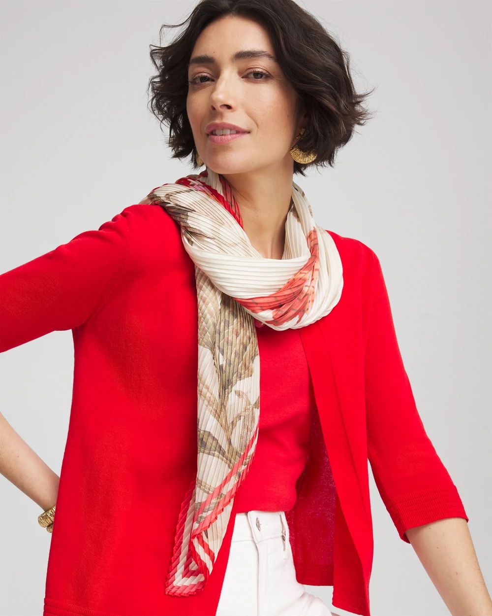Floral Diamond-Cut Satin Scarf