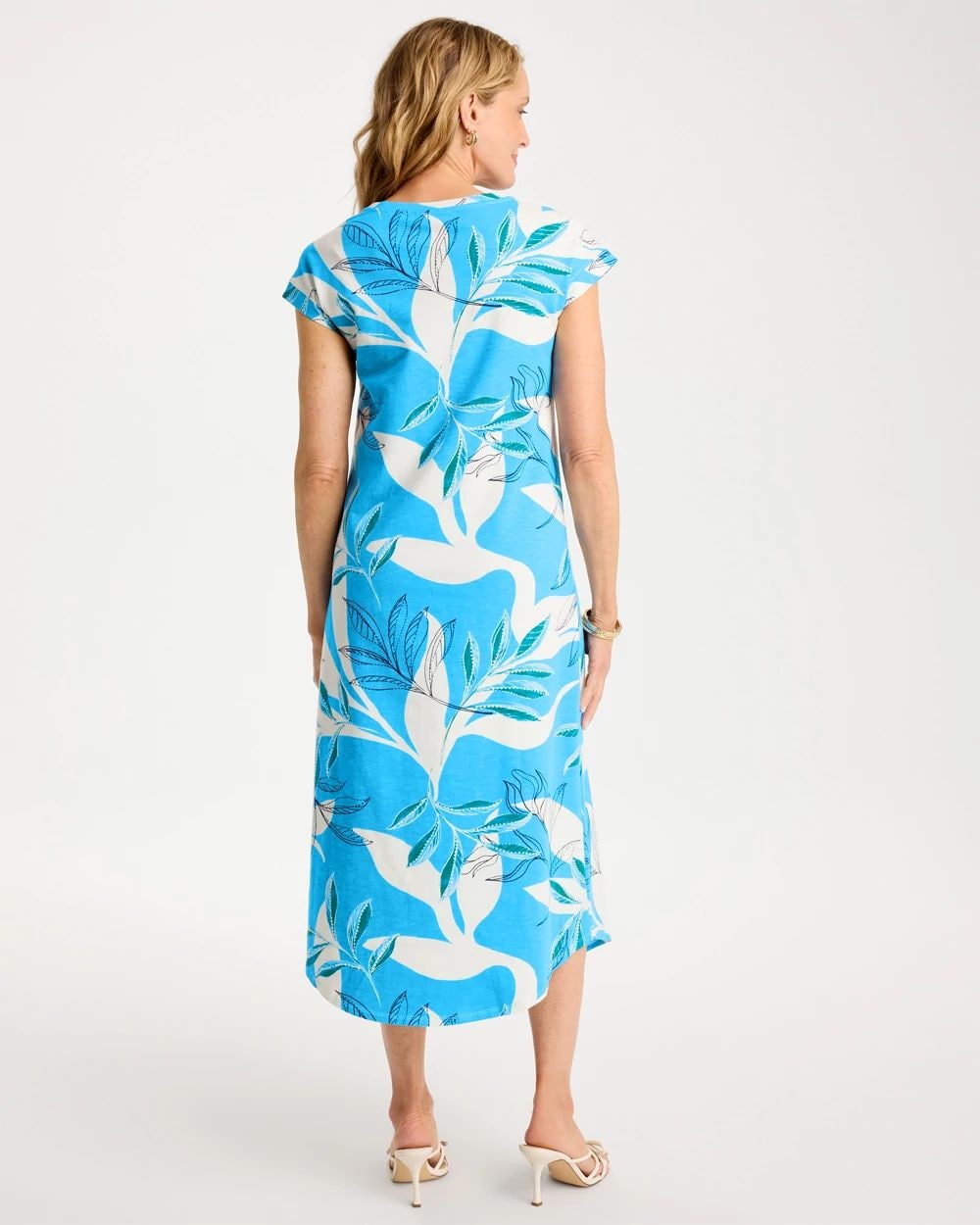 Printed Soft-Stretch Cotton Slub Dress click to view larger image.