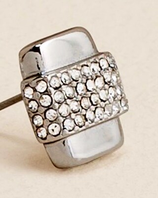 Silvertone & Rhinestone Stud Earrings
