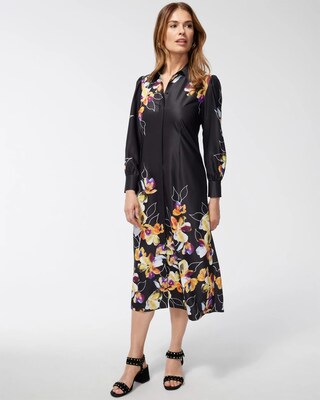 Twill Botanical Shirt Dress