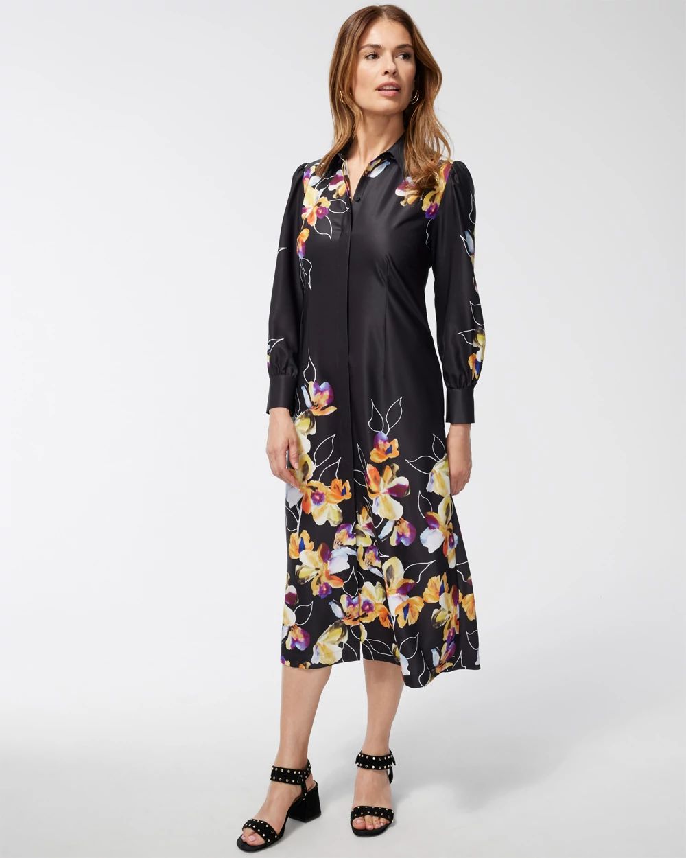 Twill Botanical Shirt Dress