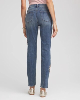 Embellished Starbursts Girlfriend Slim Ankle Jeans click to view larger image.