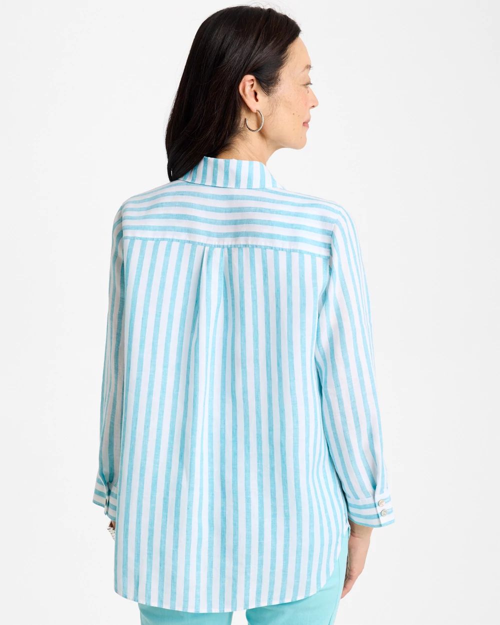 No Iron Linen Striped Shirt