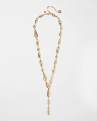 Gold Tone Leaf Y-necklace