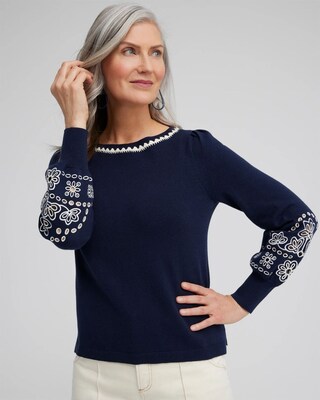 Embroidered Pullover Sweater