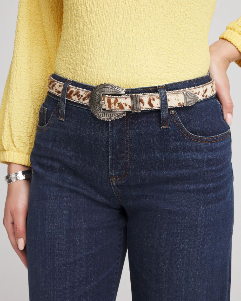 Cow Print Skinny Trouser Belt