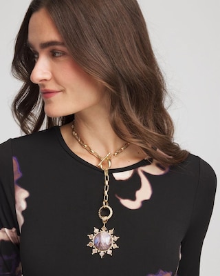 Purple Resin Sun Pendant Necklace click to view larger image.