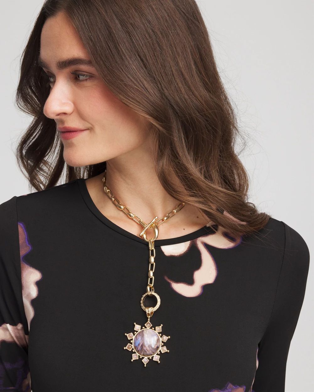 Purple Resin Sun Pendant Necklace