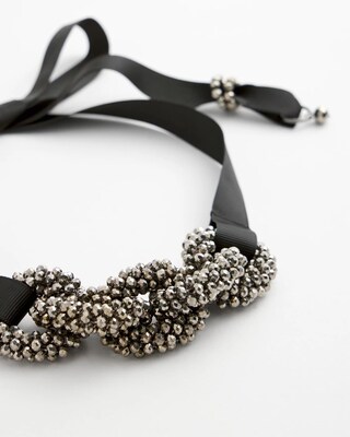 Beaded Chain Ribbon Necklace click to view larger image.