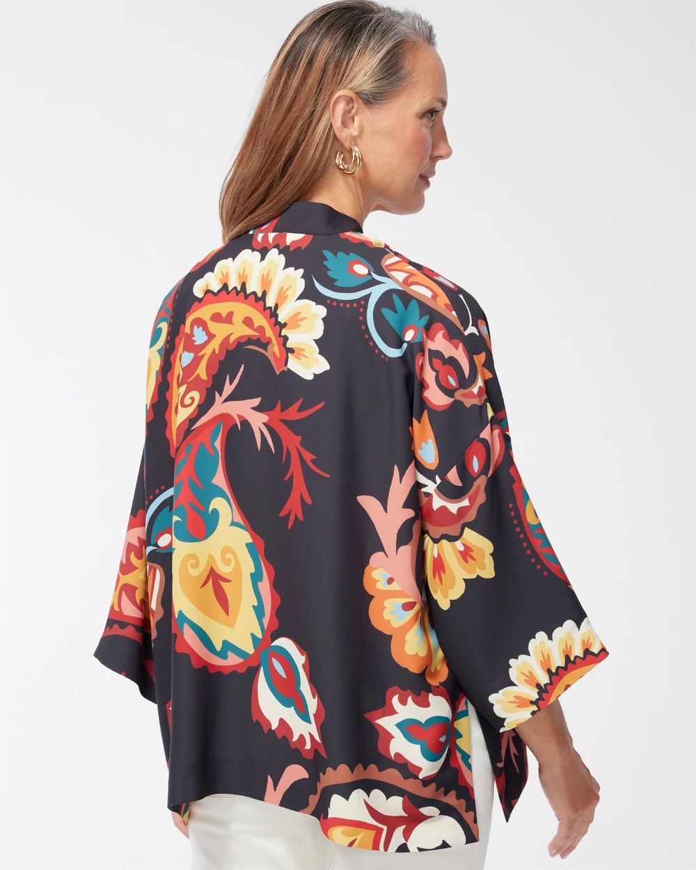 Paisley Print Short Kimono