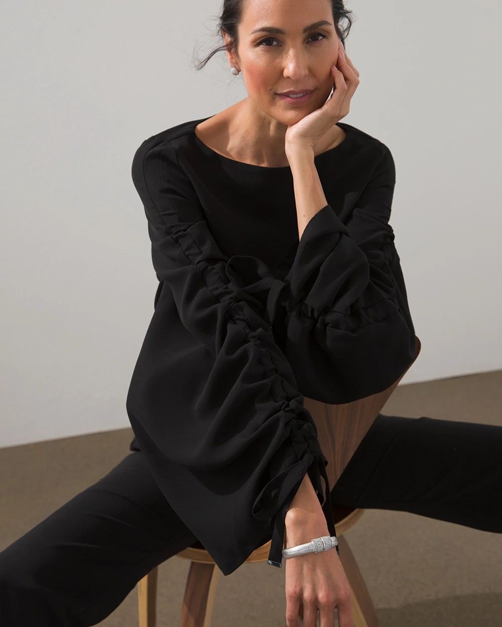 Black Label Ruched Detail Top