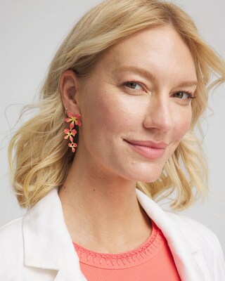 No Droop™ Coral Flower Drop Earrings click to view larger image.