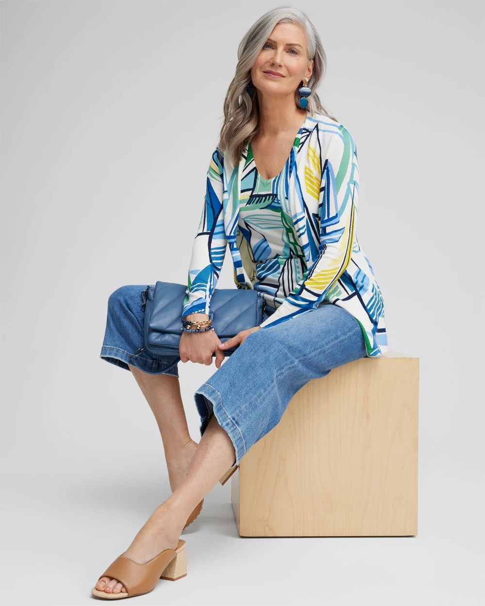 Spun Rayon Sailboat Cardigan