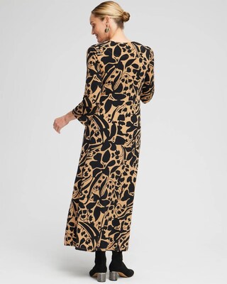 Abstract Flare Sleeve Maxi Dress