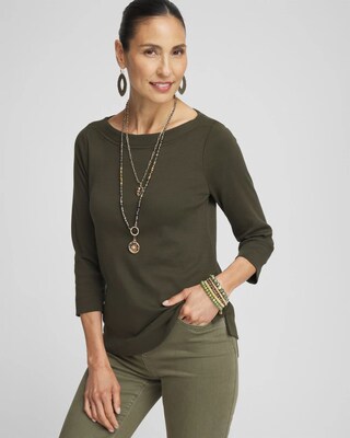3/4 Sleeve Bateau Neck Tee