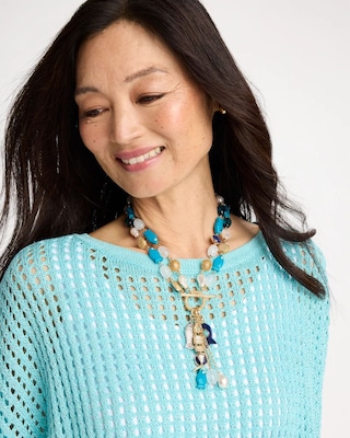 Convertible Turquoise Fish Charm Necklace click to view larger image.
