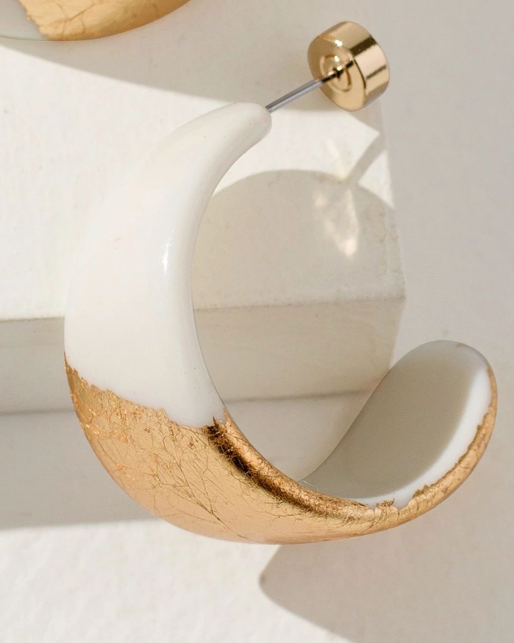 White Foil Hoop Earrings