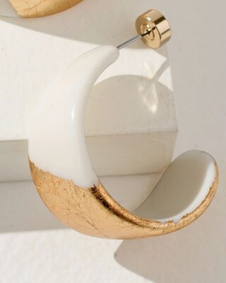 White Foil Hoop Earrings