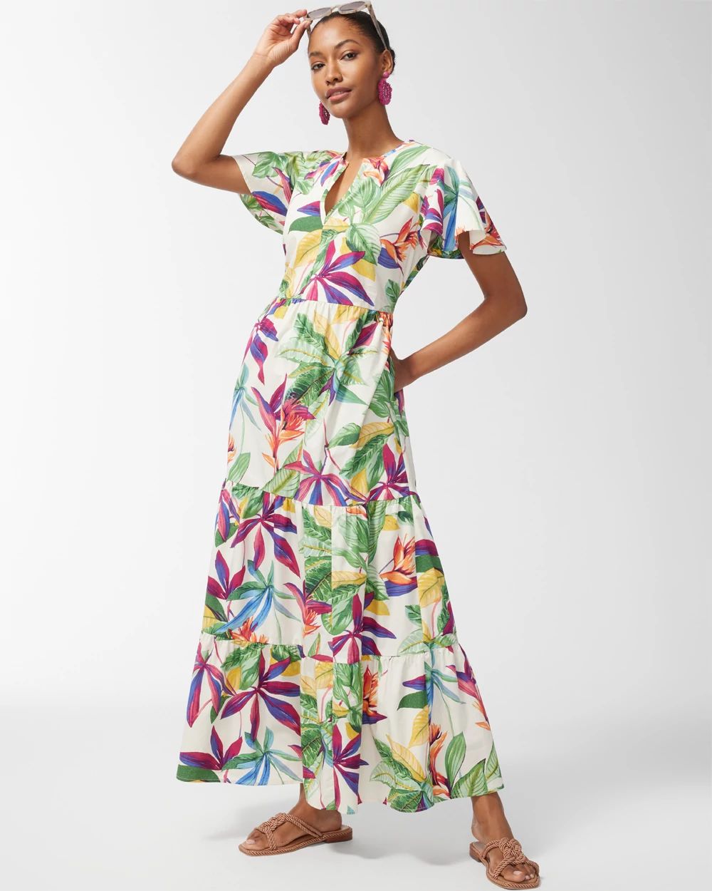 Pima Floral Tiered Maxi Dress