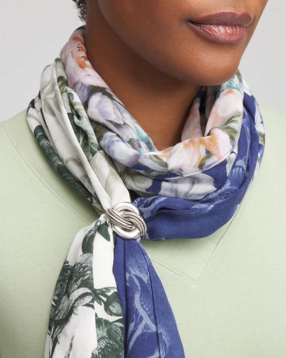 Silvertone Knot Scarf Ring