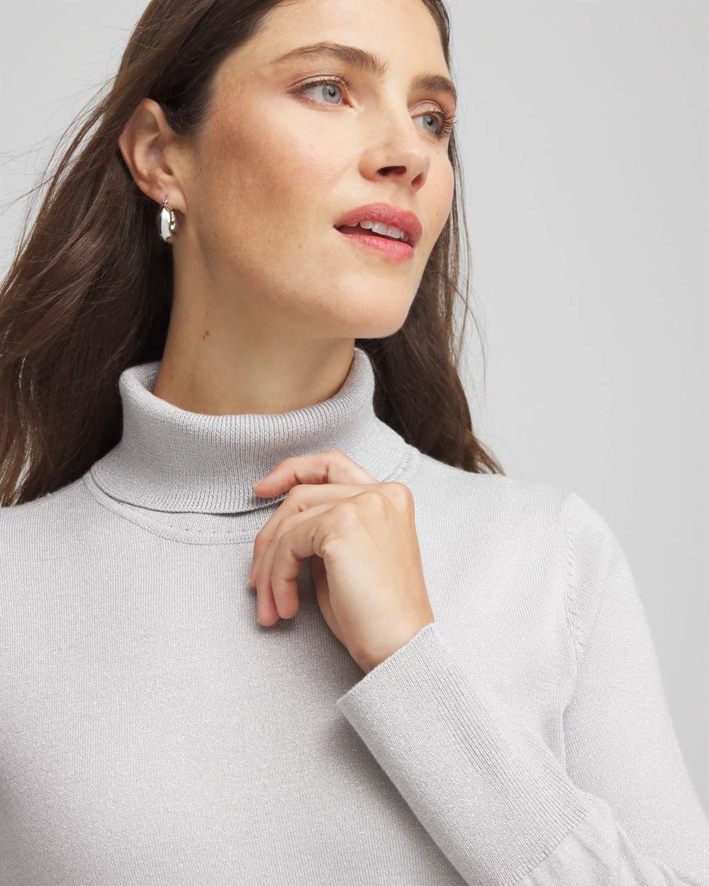 Metallic Turtleneck Pullover Sweaters