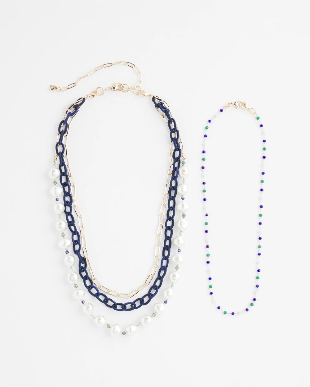 Multistrand Pearl & Blue Necklace
