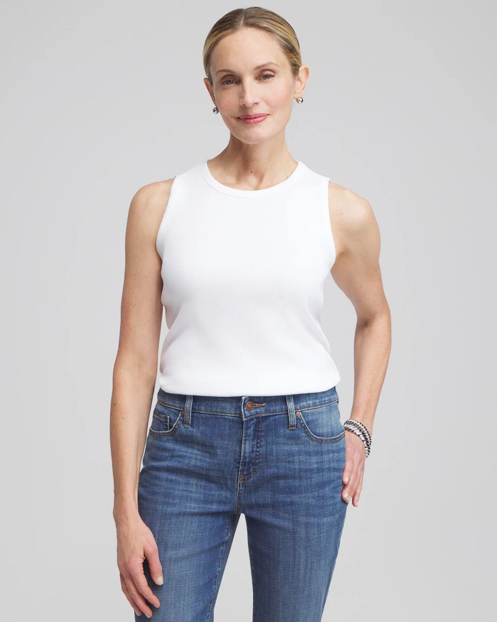 Ribbed High Neck Tank