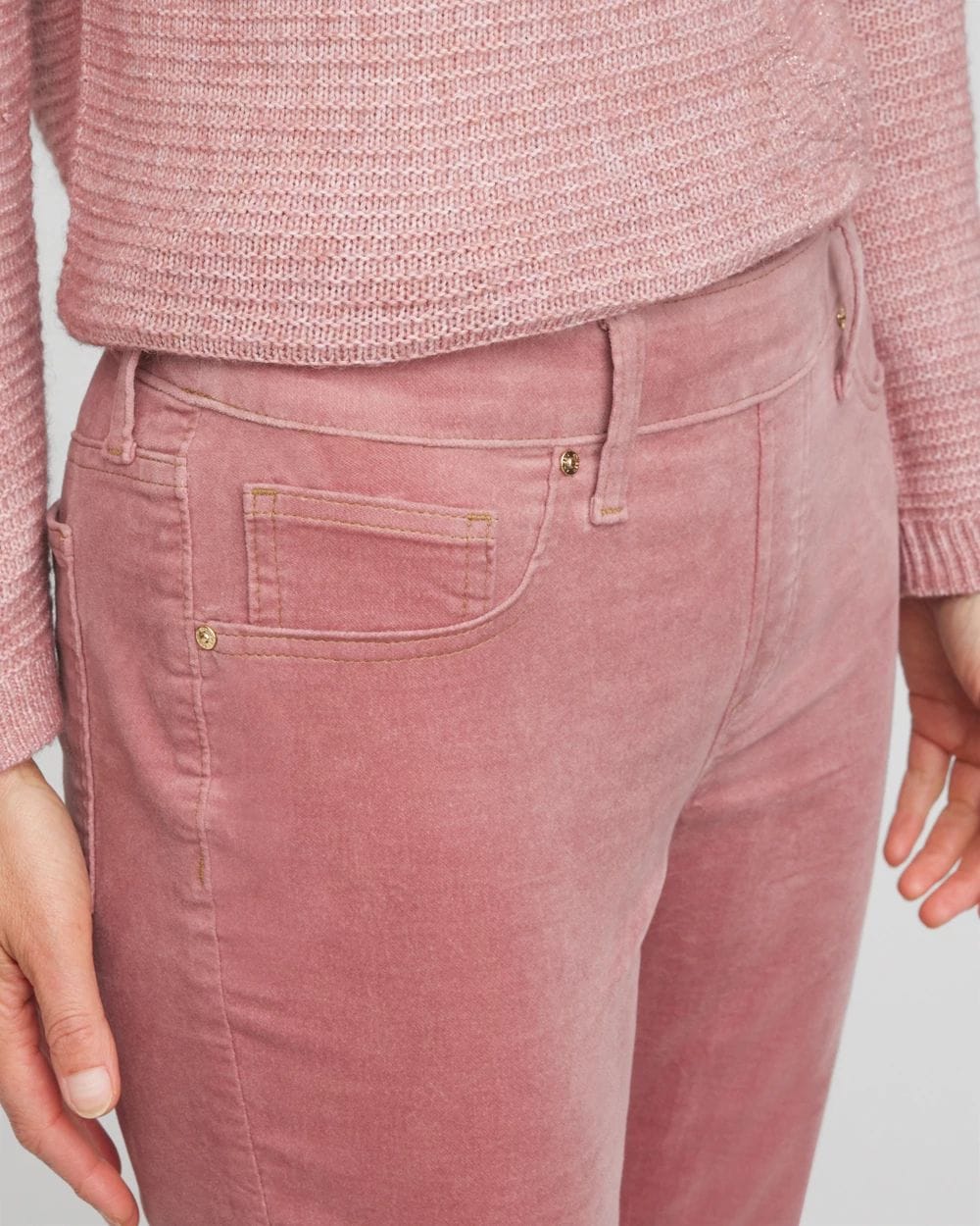 Velveteen Pull-On Flared Jeans click to view larger image.