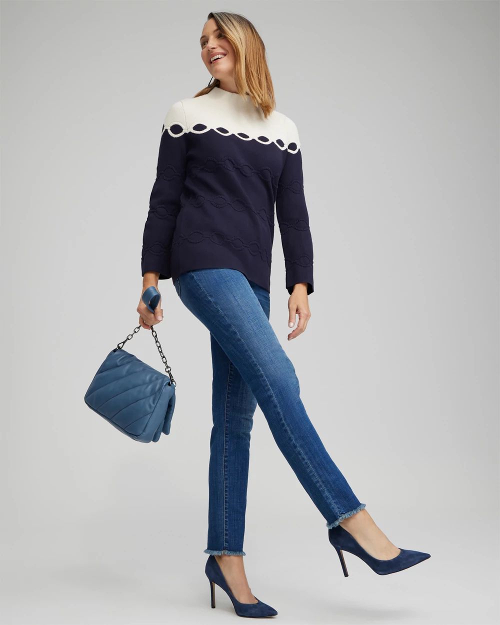 Colorblock Funnel Neck Pullover
