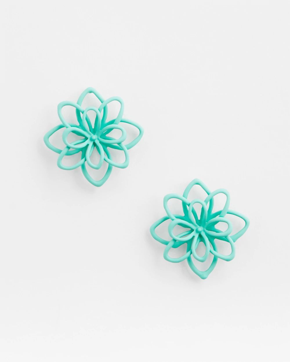 No Droop™ Teal  Flower Stud Earrings