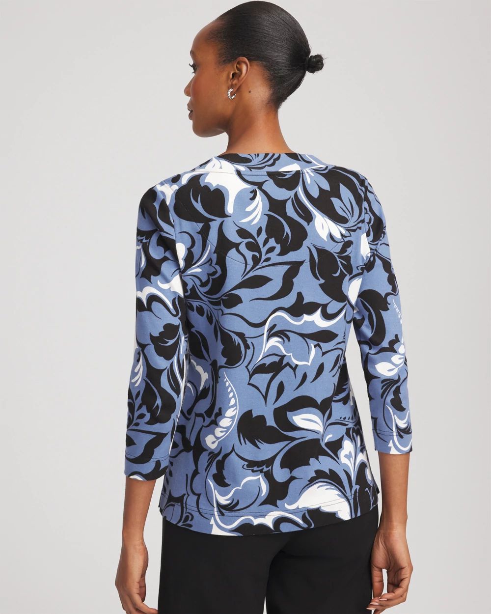 Pima Cotton Floral 3/4 Sleeve Tee click to view larger image.