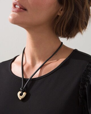 Gold Tone Heart Pendant Necklace