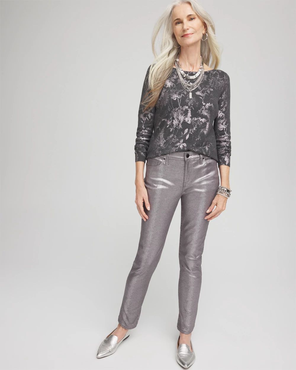 Petite Girlfriend Coated Ankle Jeans