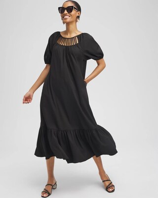 Poplin Ladder Detail Dress