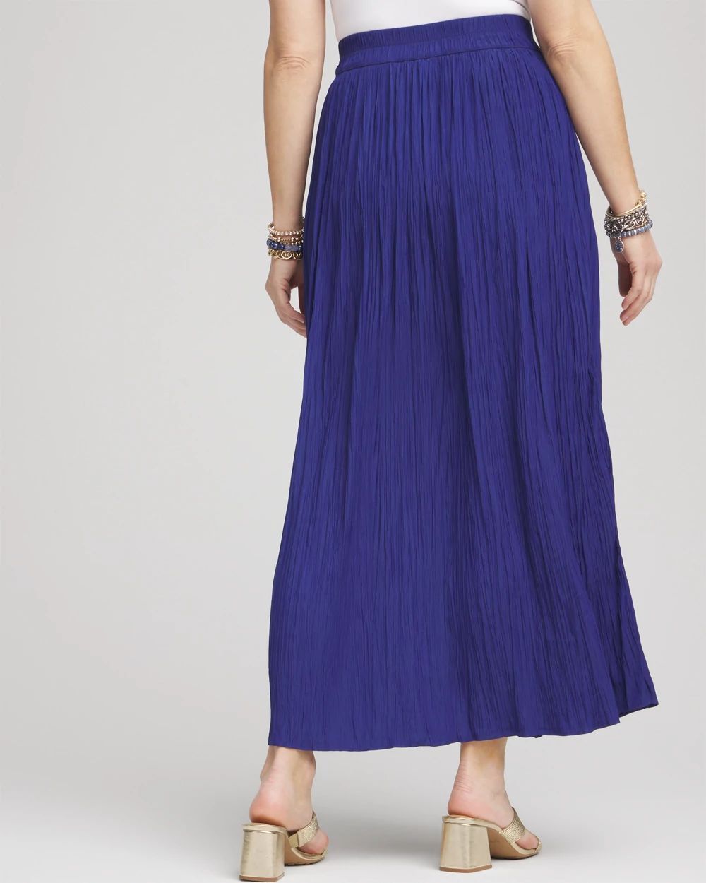 Pull-on Pleated Maxi Skirt
