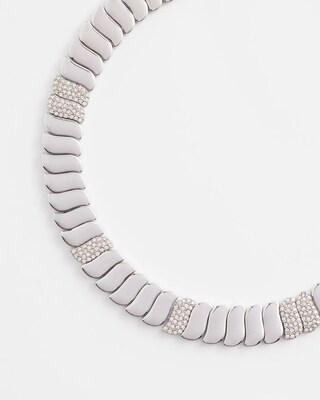 Silver Tone Pave Collar Necklace click to view larger image.