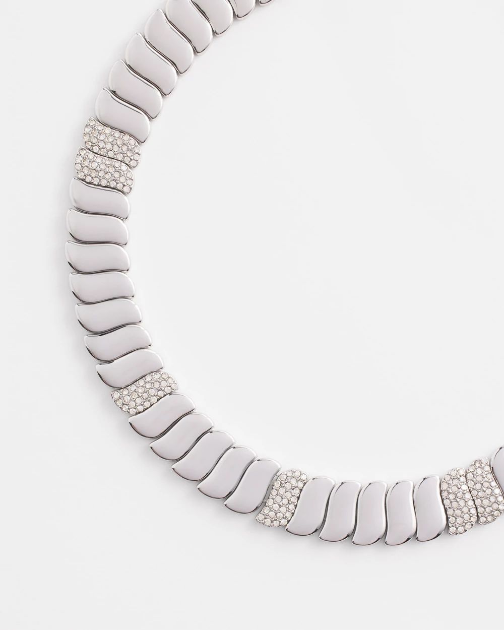 Silver Tone Pave Collar Necklace